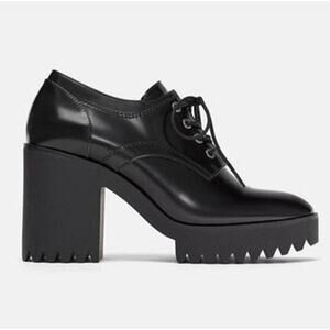 Zara Black Lace-Up Heeled Shoes